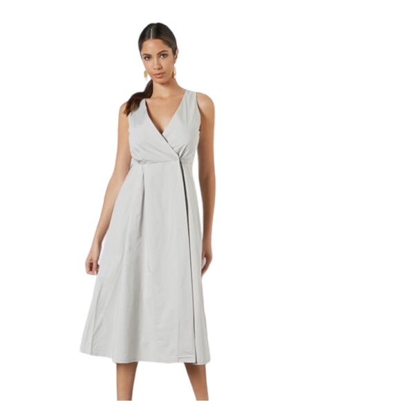 Mango Crossover Wrap Cotton Dress Dart Detail XS - Picture 3 of 12